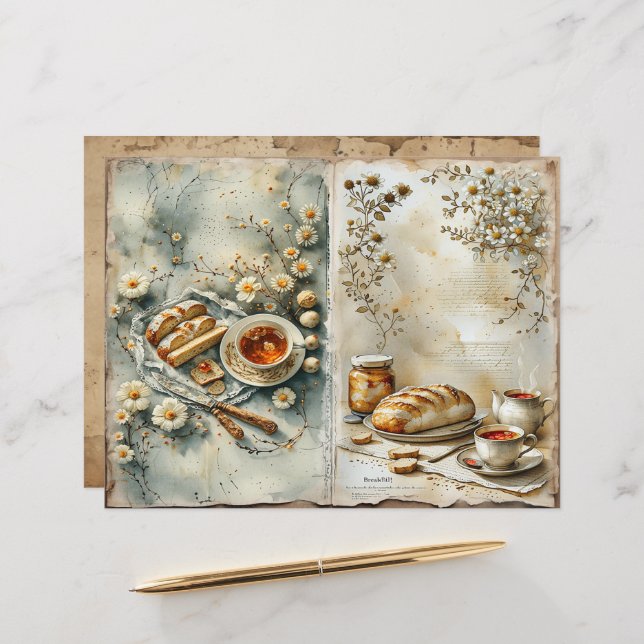 Vintage Summer Breakfast Scrapbook Paper (Vorderseite/Rückseite Beispiel)