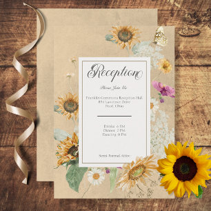 Vintage Summer Sunflower Floral Reception Card Begleitkarte