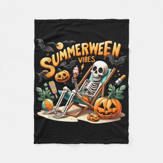 Vintage Summerween Eiscreme Sommerferien Hallo Fleecedecke (Vorderseite)