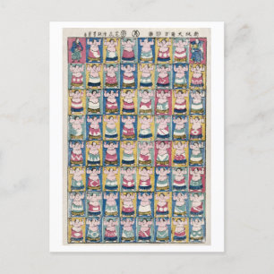 Vintage-Sumo-Ringer-Postkarte Postkarte