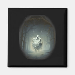 Vintage-Sumpf Geist auf der Schaukel im Wald Hallo Magnet