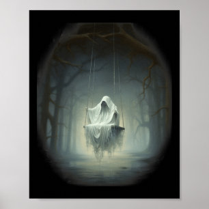 Vintage-Sumpf-Geist auf der Schaukel im Wald Hallo Poster