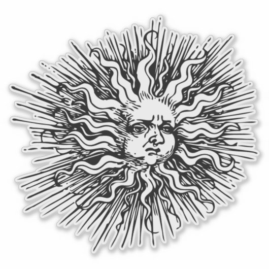 Vintage Sun Aufkleber (Vorderseite)