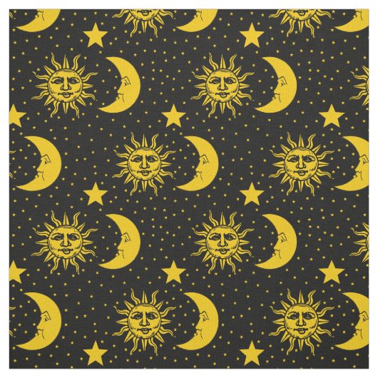 Vintage Sun-Mond-Sternchen-Vereinbarung Stoff (Muster)