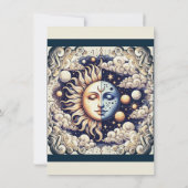 Vintage Sun & Moon Babydusche Einladung (Rückseite)