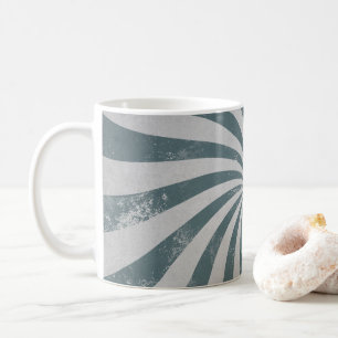 Vintage Sunburst Grau Abgenutzt Wellenlinien Retro Kaffeetasse