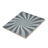 Vintage Sunburst Gray Distressed Wavy Lines Retro Fliese (Seite)