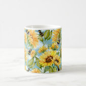 Vintage Sunflower And Bees Seamless Pattern Kaffeetasse (Mittel)