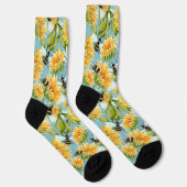 Vintage Sunflower And Bees Seamless Pattern Socken (Rechts)