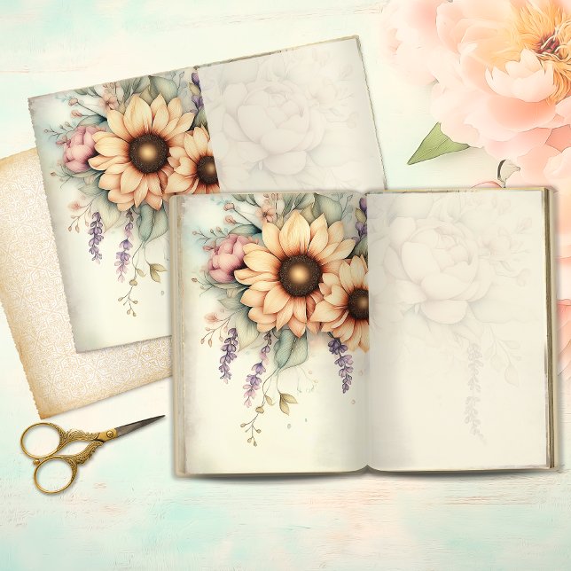 Vintage Sunflower Duo Junk Journal Page (Von Creator hochgeladen)