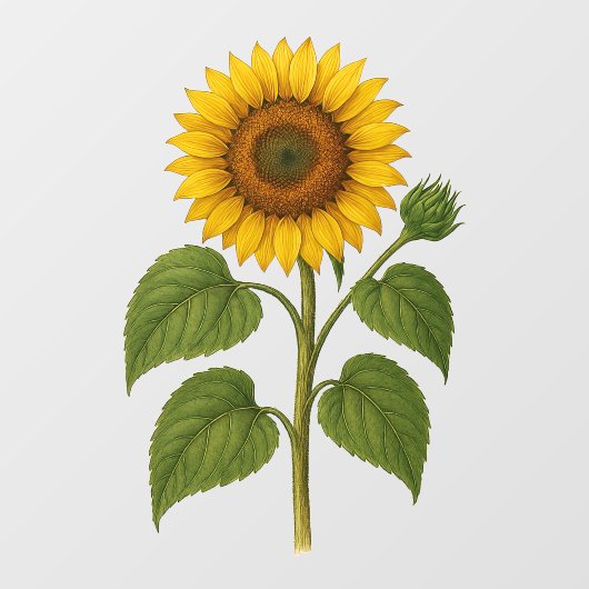 Vintage Sunflower Fensteraufkleber (Blatt)