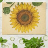 Vintage Sunflower on Weathered Paper Geschirrtuch (Gefaltet)
