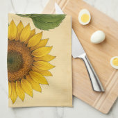 Vintage Sunflower on Weathered Paper Geschirrtuch (Viertel Falte)