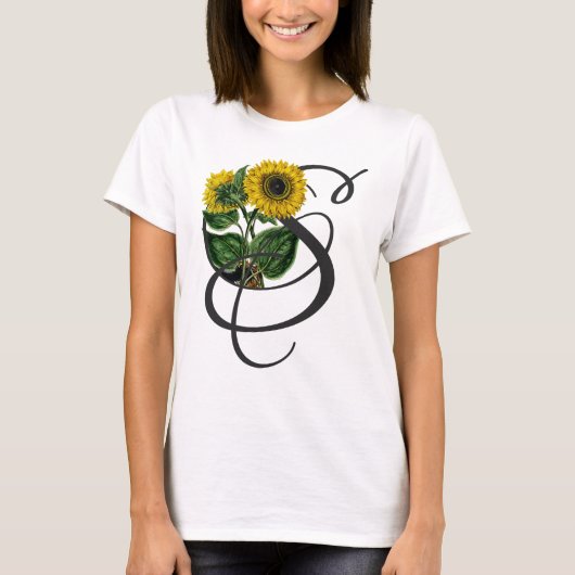 Vintage Sunflower S Initial T-Shirt (Vorderseite)