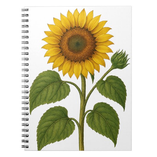 Vintage Sunflower transparent background Notizblock (Vorderseite)