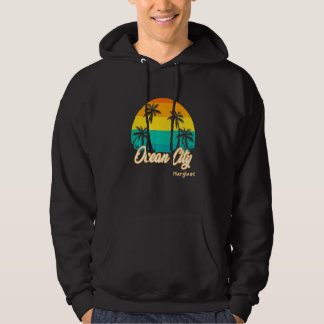 Vintage Sunset Ocean City Beach Maryland Summer Va Hoodie