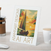 Vintage Sunset Sailboat Art Deco Sockelschild (In SItu)