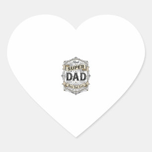 Vintage Super Dad Abzeichen Shirt Design_1 Herz-Aufkleber