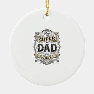 Vintage Super Dad Abzeichen Shirt Design_1 Keramik Ornament