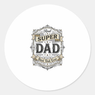 Vintage Super Dad Abzeichen T-Shirt Design_1 Runder Aufkleber