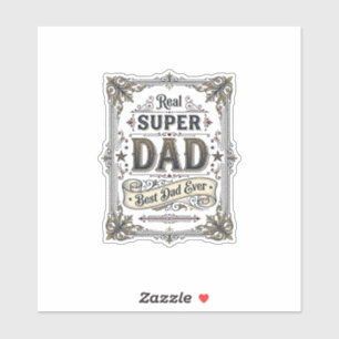 Vintage Super Dad Best Dad Ever T-Shirt Design_1 Aufkleber