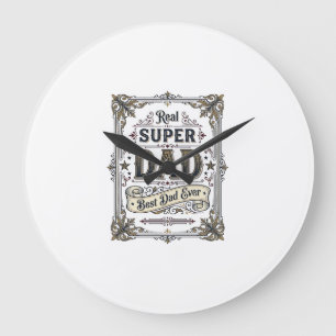 Vintage Super Dad Best Dad Ever T-Shirt Design_1 Große Wanduhr