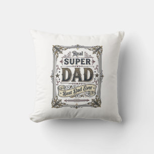 Vintage Super Dad Best Dad Ever T-Shirt Design_1 Kissen