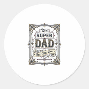 Vintage Super Dad Best Dad Ever T-Shirt Design_1 Runder Aufkleber