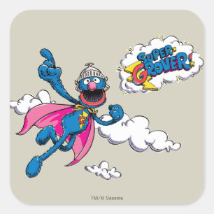Vintage Super Grover Quadratischer Aufkleber