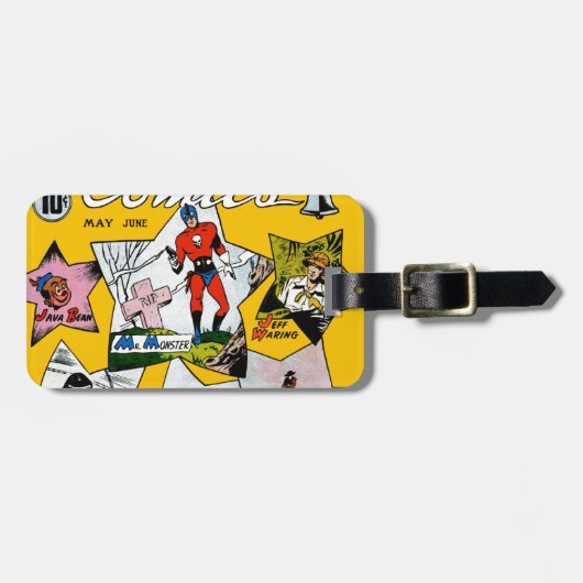 Vintage Superhelden-Comic Gepäckanhänger (Vorderseite horizontal)