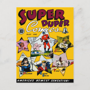 Vintage Superhelden-Comic Postkarte