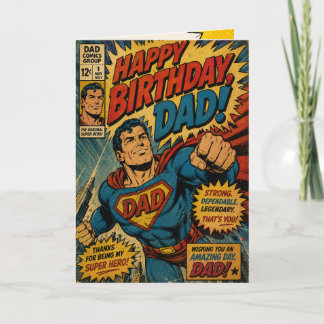 Vintage-Superhelden-Vatertag Geburtstag Karte