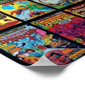 Vintage Superhero Comic Book Collection Pattern 3 Poster (Ecke)
