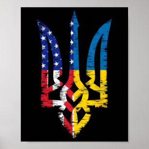 Vintage Support Ukraine Amerikanische Flagge Ukrai Poster