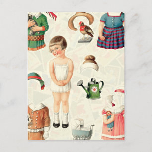 VINTAGE SUPREME PAPIERPOPPEN SWEETIE POSTKARTE