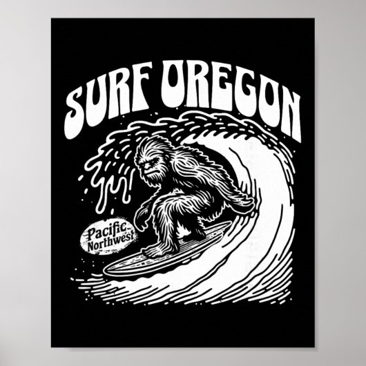 Vintage Surf Oregon Surfen Sasquatch Surfer Poster (Vorne)