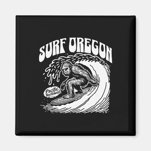 Vintage Surf Oregon Surfing Sasquatch Surfer  Magnet (Vorne)