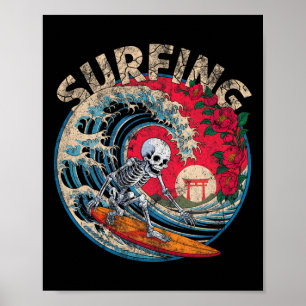 Vintage-Surf-Skelett-Surfer-Surftag-der-Toten B Poster