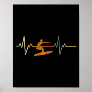 Vintage Surf Surfer Geschenk Herzschlag Wellen Sur Poster