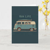 Vintage Surf Van – Retro Camper Design Karte (Gelbe Blume)