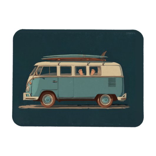 Vintage-Surf-Van – Retro-Camper-Design Magnet (Horizontal)