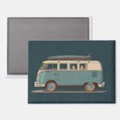 Vintage Surf Van – Retro Camper Design Magnet (Vorderseite/Rückseite)