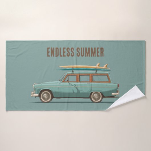 Vintage Surf Wagon – Retro Strandauto Badehandtuch (Badehandtuch)
