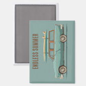 Vintage Surf Wagon – Retro Strandauto Magnet (Vorderseite/Rückseite)
