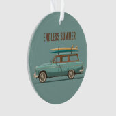 Vintage Surf Wagon – Retro Strandauto Ornament (Vorderseite)