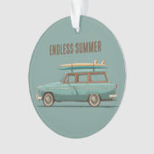Vintage Surf Wagon – Retro Strandauto Ornament (Vorderseite)