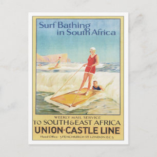 Vintage-Surfbaden Südafrika Postkarte