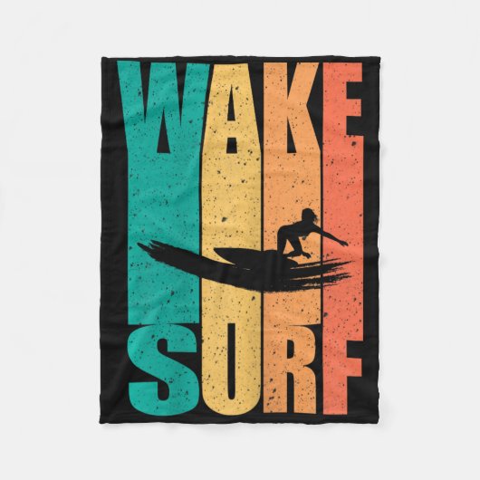 Vintage Surfboard Wake Surfing Surfer  Fleecedecke (Vorderseite)