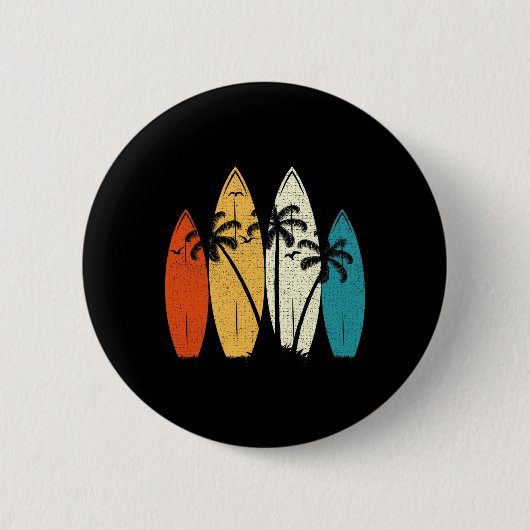Vintage-Surfbrett-Strand-Surf-Surfer-Welle-Surfen Button (Vorderseite)