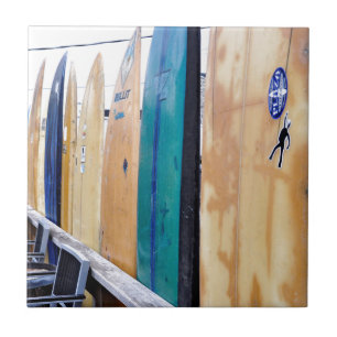 Vintage Surfbretter auf Montauk Strand Fliese